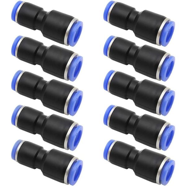 10 Pieces Pneumatic Connectors 35mm Long Brass and Plastic Pneumatic Fast Fittings Rights for diameter tube of 6mm and 8mm