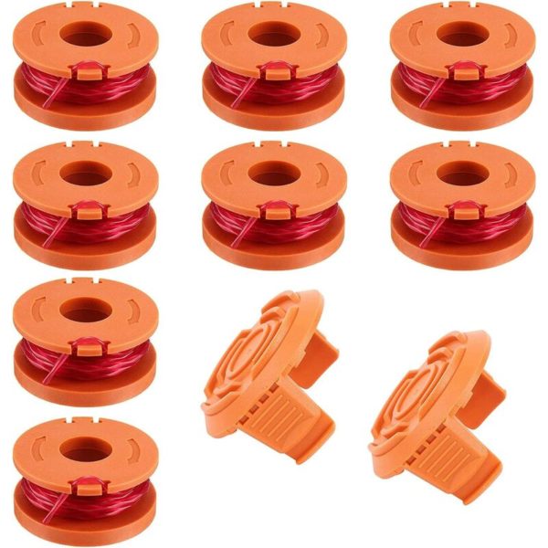 10 Pieces Trimmer Spools, Trimmer Line Replacement Spool for Grass Trimmer and Spool Cap