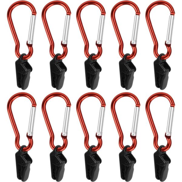 10 Set Tent Clips with Carabiner Plastic Awning Clamp Canopy Clip Holder Tarpaulin Clips with Carabiner Windproof Tent Lock Grip Heavy Duty Tarp