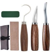 10 Sets Carbon Steel Wood Carving Tools with Hook Knife Professional Carving Knife Wood Carving Tools (With Gloves)