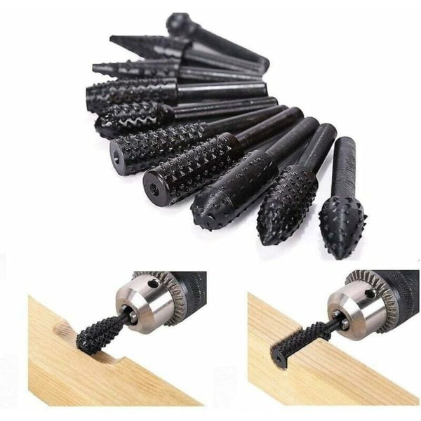 10 Wood Rasp Set Rasp Set Wood Shank Milling Kit Drill Bit Tools Wood Carving Grinder Wheel Grinder Tapered Shank Twist Drill Bits for Rotary Tools Be