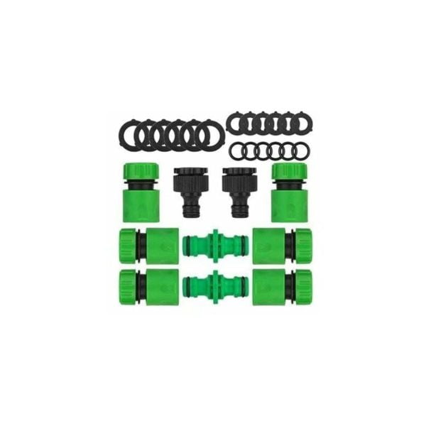 10-piece garden hose connector kit for garden hose pipe connection (2 double plug hose connectors, 6 hose quick connector, 2 tap connector fittings