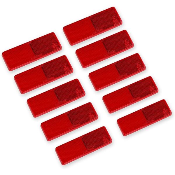 10 x Trailer Reflector - Red, Rectangular Reflector Adhesive Side Reflector with E-Mark Approved for Road Transport Vehicles - Rhafayre