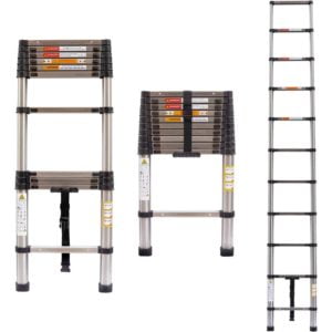 10.5FT Telescopic Ladder Foldable Telescoping Extension Ladder Loft Ladder 330lb Load, 3.2M Stainless Steel Telescoping Ladder for Cleaning Gutter,