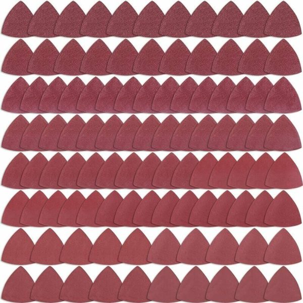 100 Pack Triangle Velcro Sanding Pads Assorted 40/60/80/120/180/240/320/400/600/800/1000 Grit Sandpaper for 3.5" Oscillating Multi-Tool No Holes