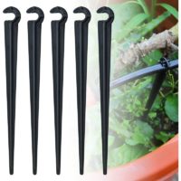 100 Pcs pe Garden Hose Holder Ground Stake Hose Holder φ 7mm Water Hose Hanger Drip Stake Hook for Hose Irrigation Garden