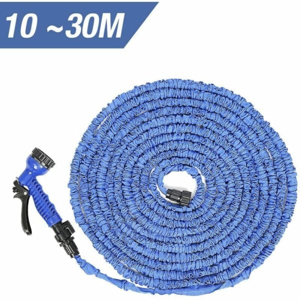 100FT 30m Expandable Retractable Garden Hose with 7 Function Nozzle - Blue