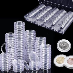 100PCS Plastic Coin Capsules Coin Collection with Storage Box for Coin Collection