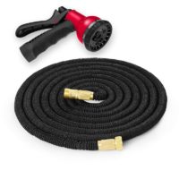 100ft (30m) Expandable Flexible Garden Hose Pipe with Spray Gun & Brass Fitting - Black