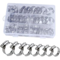 100pcs 304 Stainless Steel Hose Clamps and Hose Clamps, 8-44mm, Temperature Resistance for Family, Water, Automotive Tube, etc.