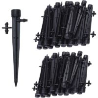 100pcs Irrigation System Drippers, 1/4 Inch Universal 360 Degree Adjustable Irrigation Drip Emitters with Connector Fit 1/4 (4-7mm) Tube Water Flow