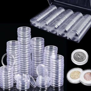 100pcs plastic coin collection with coin collection storage box