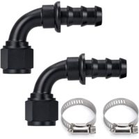 10AN 90 Degree Female Swivel to Push Lock Barb Type Hose Fitting End For Rubber Fuel Line Oil Fuel Cooler Kits Reusable Hose Adaptor Anodized
