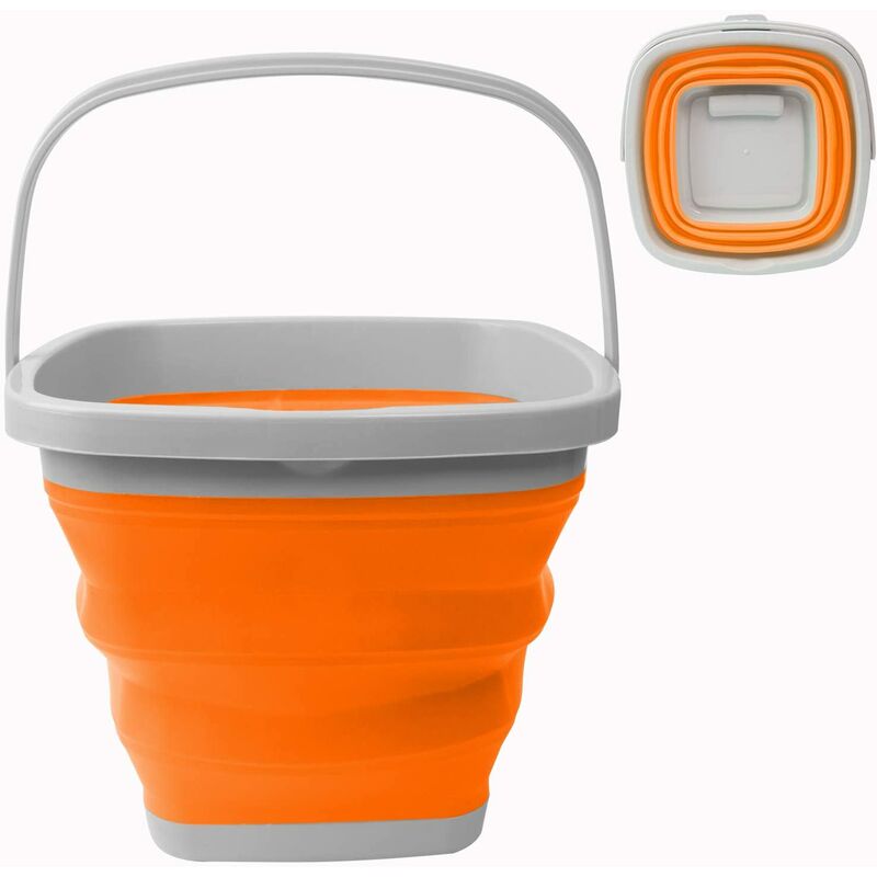 10L Collapsible Bucket with Handle, Foldable Portable Cleaning Bucket Upgraded Version Space Saving,Car Bucket,Outdoor,Garden,Camping,Fishing Square