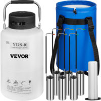 10L Liquid Nitrogen Container Cryogenic Container LN2 Tank Dewar with Straps 6pcs Canisters for Lab - Vevor