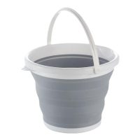 10L Plastic Collapsible Bucket with Handle, Collapsible Round Bucket, Ideal for Hiking, Camping and Outdoor Survival (Gray)
