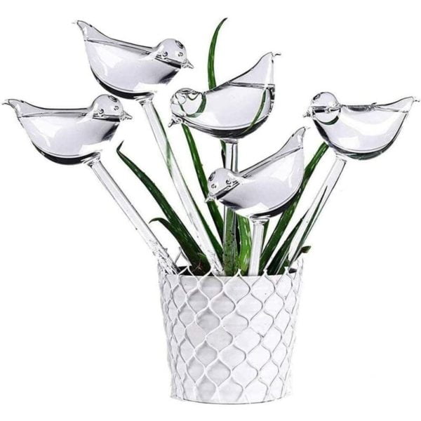 10LOT Glass Self Watering, Transparent Bird Shaped Globes Plant Waterer for Indoor Plants Garden Stakes Flowers - Readcly