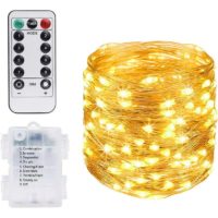 10M 100LED Fairy Lights, Copper Wire Battery Operated Fairy Lights with Remote Control for Carnival Party Birthday Party Wedding Garden IP65 - Warm