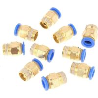 10Pcs Brass Pneumatic Quick Fittings Pneumatic Quick Fittings Adapter 8Mm Diameter Male Thread 1/4Bsp Fixed For Joining Pipes