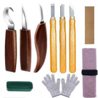 10Pcs Carbon Steel Wood Carving Tools Wood Carving Tool Set with Hook Knife Professional Carving Knife Wood Engraving Tools for Woodworking