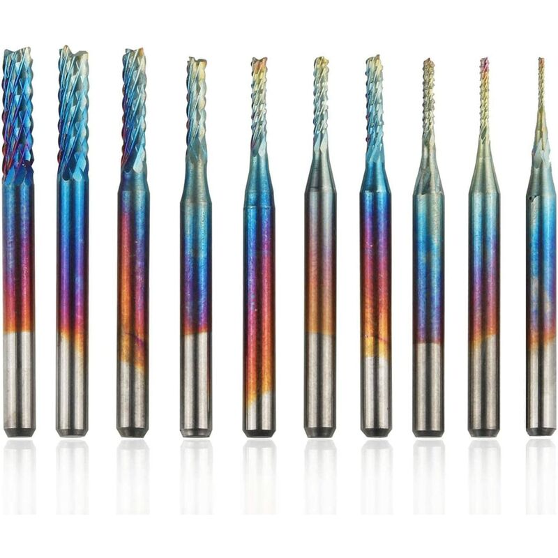 10Pcs pcb Kit Blue Nano Rotary Cutters Shank 3MM Tungsten Carbide End Engraving Set for cnc Cutters Burrs Tool With Storage Case