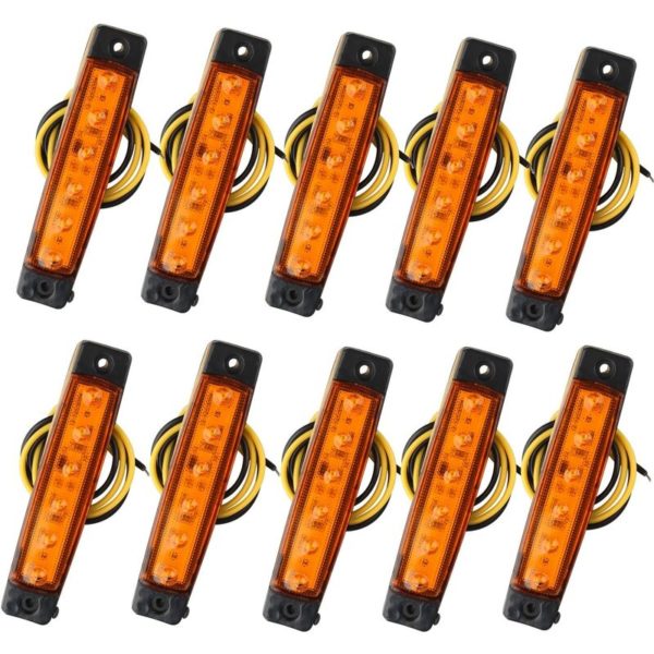 10pcs 12V 6 smd led Side Marker Lights - Front & Rear Marker Lights for Trailer Truck Caravan rv Bus Boat Tractor Amber Orange