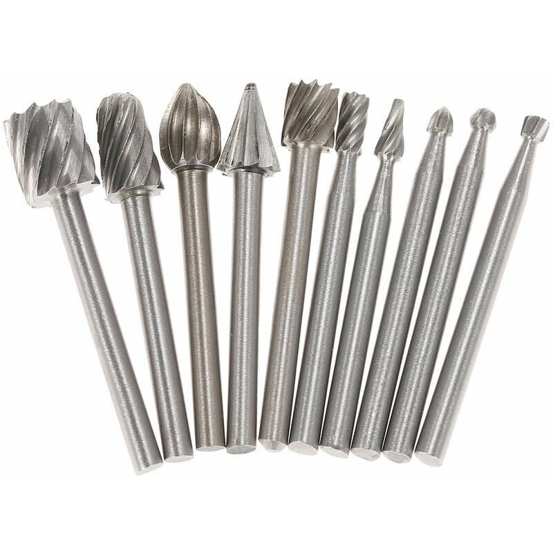 10pcs Electric Grinding Accessories Rotary Cutters Hss Router Bits