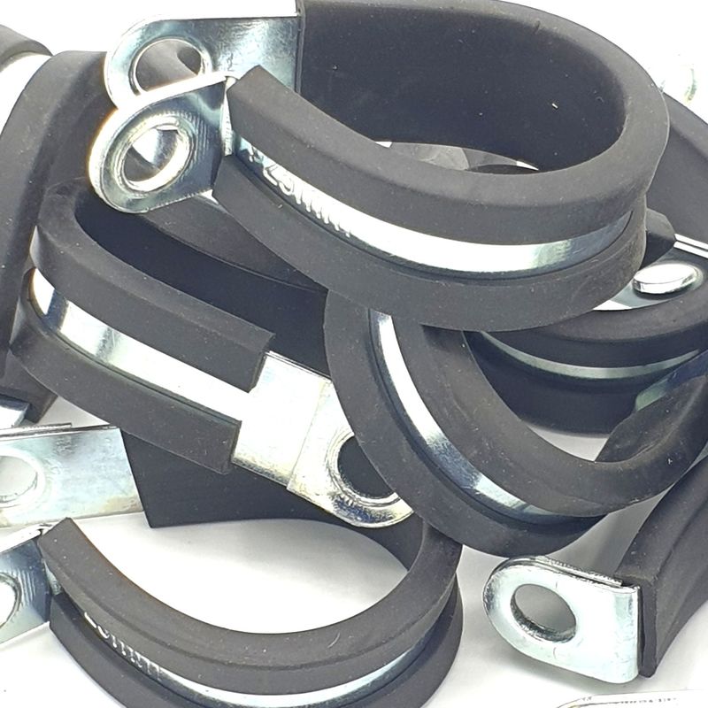 10pcs x 25mm Rubber Lined Cable P-Clips Steel Hose p Clamps