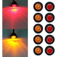 10x 3/4 in' Round led Clearence Light Front Rear Side Marker Indicators Light for Truck Car Bus Trailer Van Caravan Boat, Taillight Brake Stop Lamp