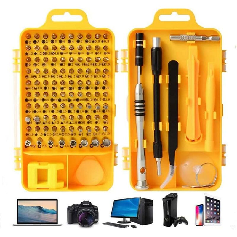 110 in 1 Precision Screwdriver Set Multi-function Magnetic Screwdriver Set for Laptop Mac Watch Toys Jewelry Glasses Device (black)