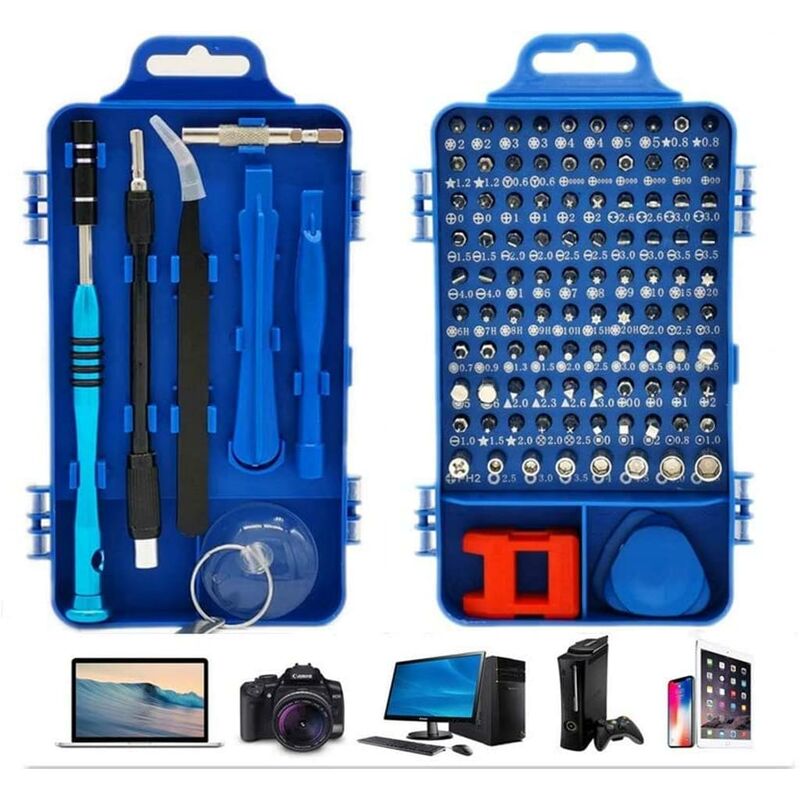 110 in 1 Precision Screwdriver Set Multi-function Magnetic Screwdriver Set for Laptop Mac Watch Toys Jewelry Glasses Device (blue) SOEKAVIA