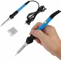 110V 60W Electric Soldering Iron Kit, 5 Piece Adjustable Temperature, Replaceable Iron Tips - Deckon