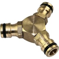 1/2'' 3-Way Garden Hose y Connector - Quick Adapter/Splitter for 3 Garden Hose - Brass Plated Steel