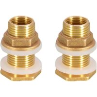 1/2 Brass Water Tank Water Hose Fitting 2 Pieces Brass Tank Socket 4.2cm 1/2 Brass Water Connector for Faucet Rain Bucket Rain Water Tanks