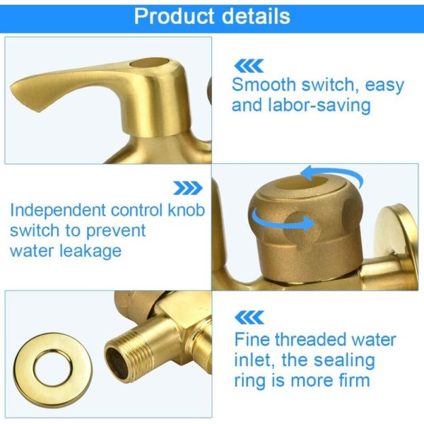 1/2" Double Faucet Garden Faucet Outdoor Brass Faucet Frost Resistant Double Outlet Garden Faucet Washing Machine Faucet Garden Double Ball Drain