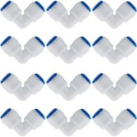 12 Pcs ro Water Filter Accessories 1/4 Inch Nozzle Fitting 90 Degree Right Angle Fast Docking for Connecting Water Pipe Fittings, Refrigerator Pipe