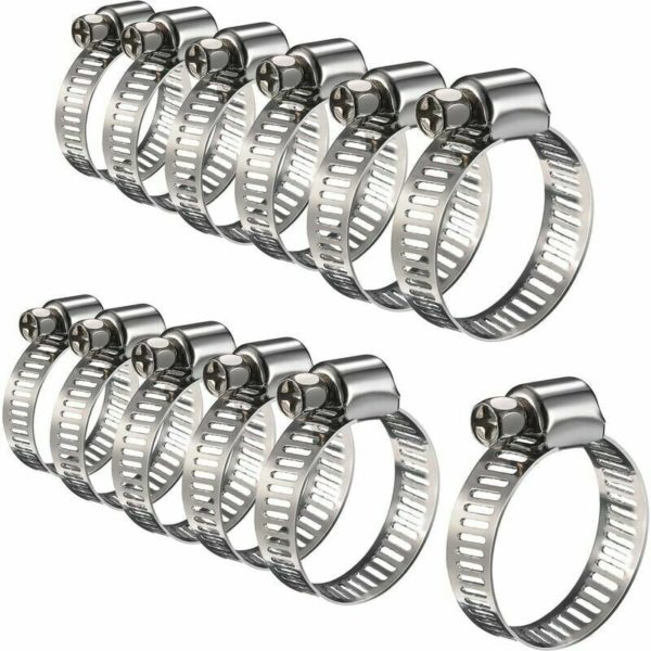 12 Pieces Adjustable Hose Clamp Stainless Steel Hose Clamps Clips Fixing (16 - 25 mm)