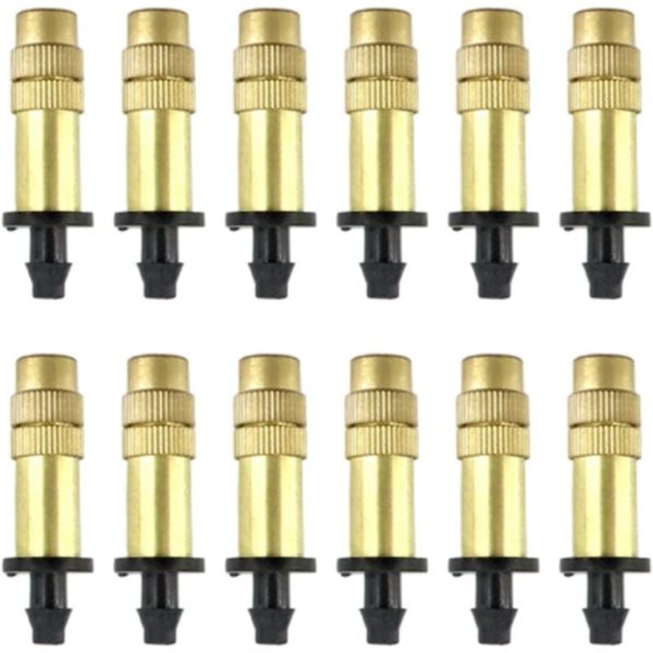 12 Pieces Atomization Copper Nozzle, Adjustable Spray Drippers, Atomizer Sprinklers, Sprayers Mist Systems for Garden Watering Irrigation