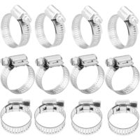 12 Pieces Stainless Steel Clamp, 6-12mm Adjustable Stainless Steel Hose Clamps Clips Fastener for Family Water Pipe, Gas Tank, Automobile Tube Clips