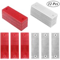 12 Pieces Truck Reflectors, Reflective Warning Plate, Universal Plastic Red/White Reflector Marker for Trailer (2 Colors)