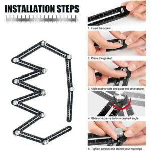 12 Session Multi-Angle Measuring Ruler, Aluminum Alloy diy Multi-Angle Template Tool for DIYers, Construction Workers, Carpenters, Tilers, Angle