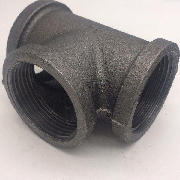 1/2'' Tee Equal 3 Pipe Malleable Iron Black Pipe Fittings Female Tube Connector - 1/2 Inch,DN15(2pcs)