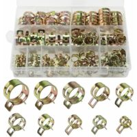 120 Pieces Metal Spring Clip 10 Size Hose Clamps Pipe Clip Clamps Adjustable Double Ear Tube Clamps Assortment Kit with Storage Box for Water Hose