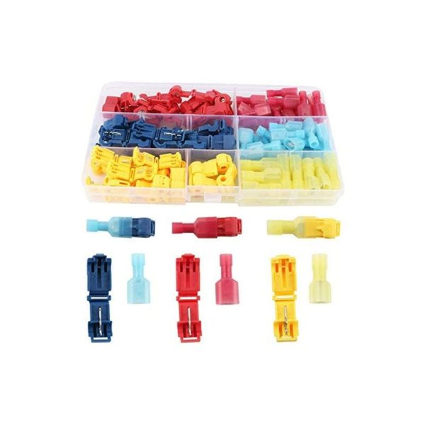 120PCS T-Tap Wire Terminals Connectors Quick Splice Spade Wire Connectors Electrical Wire Crimp Terminals Self-Stripping with Nylon Fully Insulated