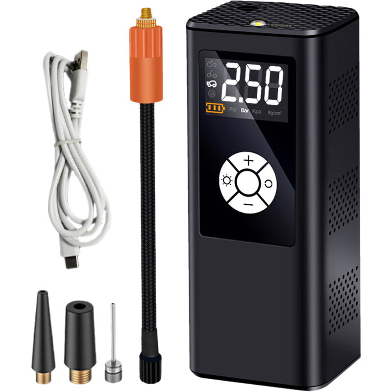 120PSI Portable Air Compressor Mini Tyre Inflator lcd Display Electric Bike Pump with 4000mAh Rechargeable Battery led Light for Car Bicycle