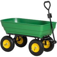 125L Garden Cart Trolley Dump Wheelbarrow Trailer Truck 4 Wheels Green - Green - Outsunny