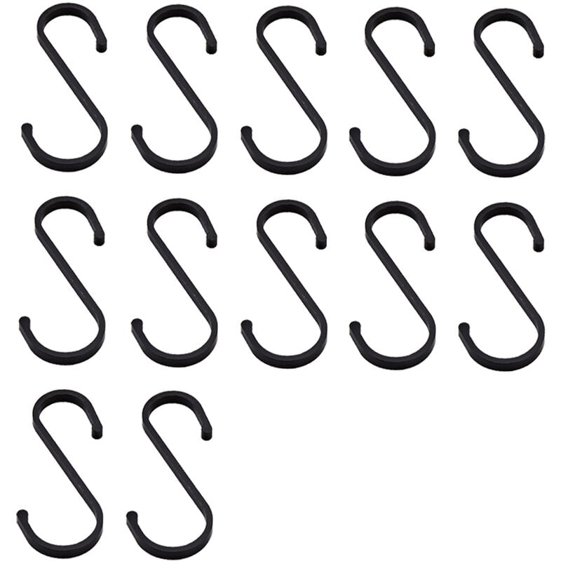 12PCS S-shaped Hook Rustproof Anti-corrosion Hooks for Hanging Towels Pots Pans Cups Kitchen Bathroom Bedroom Storage Hooks