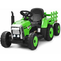 12V Kids Ride On Tractor w/ Trailer Electric 3-Gear-Shift Ground Loader Toy Car