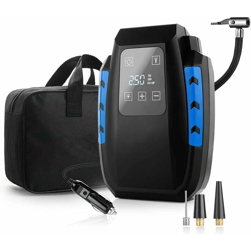 12V Portable Air Compressor, 12V 120W Portable Digital Car Air Compressor Auto Inflator Tires, Electric Digital Air Compressor with LED Lamp, 3M
