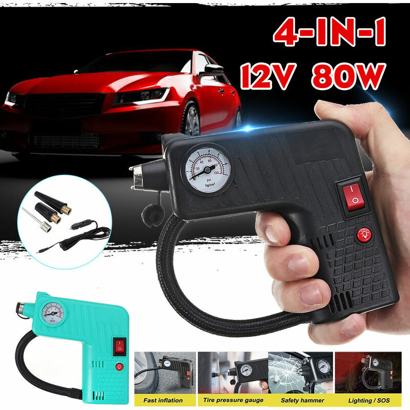 12V led Portable Air Compressor Cordless Electric Auto Tire Inflator Pump (Black)